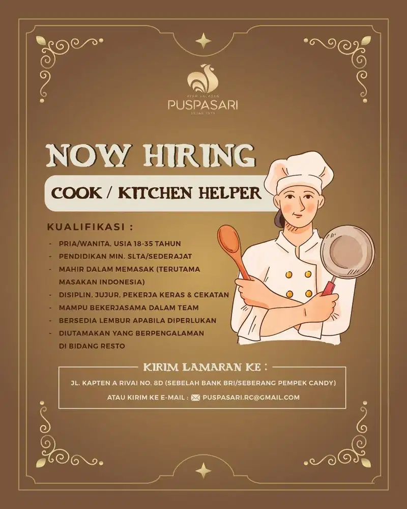 LOKER UTK COOK & KITCHEN HELPER