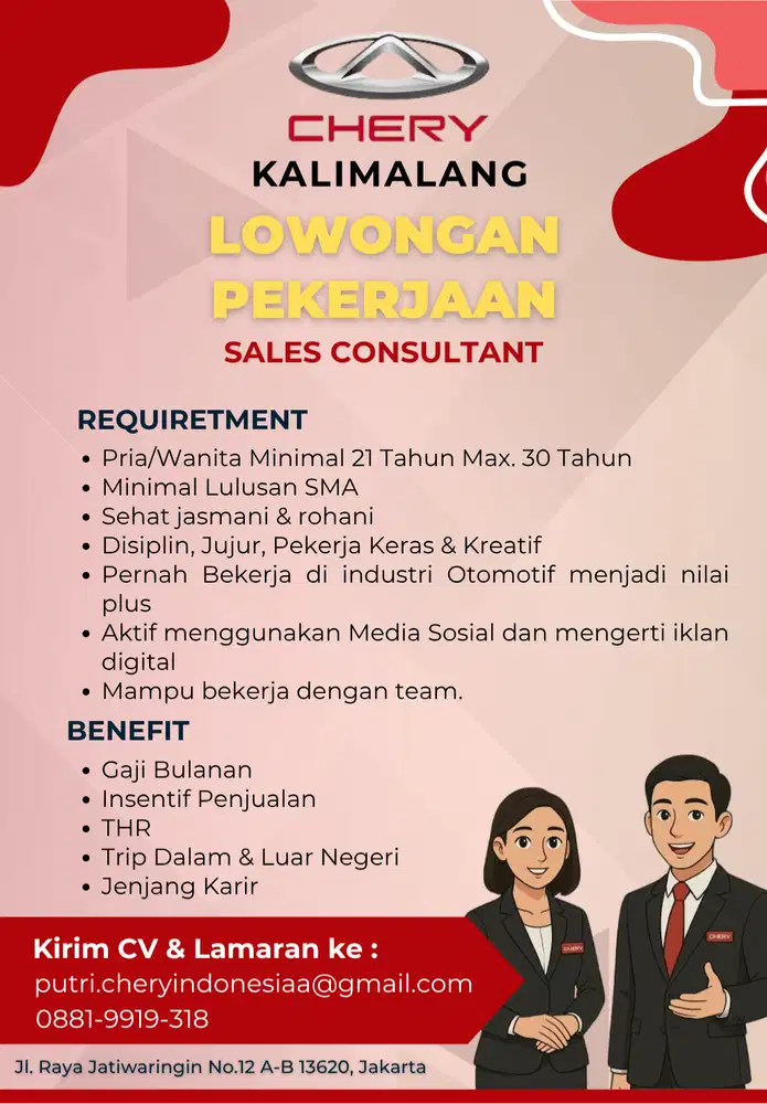 LOKER SALES MOBIL CHERY INDONESIA