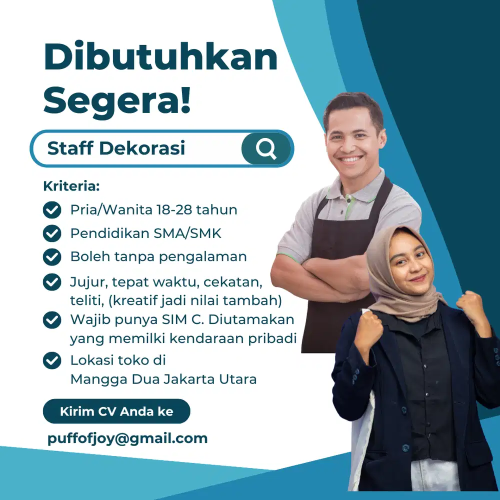 LOWONGAN PEKERJAAN KERJA STAFF TIM OPERASIONAL DEKORASI BALON JAKARTA