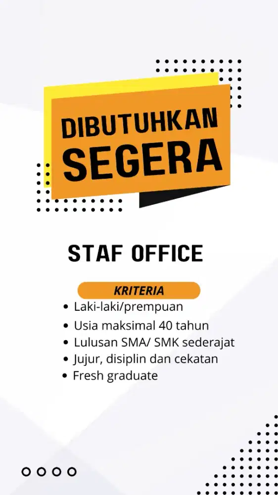 Dibutuhkan segera