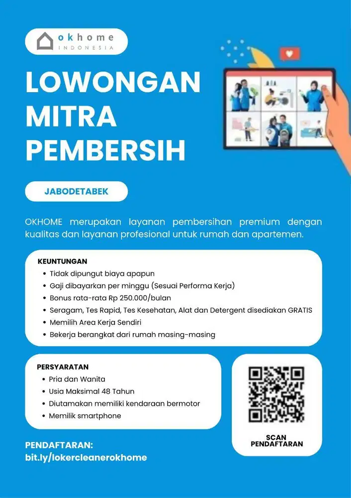 Lowongan Kerja Mitra Pembersih (Jabodetabek)