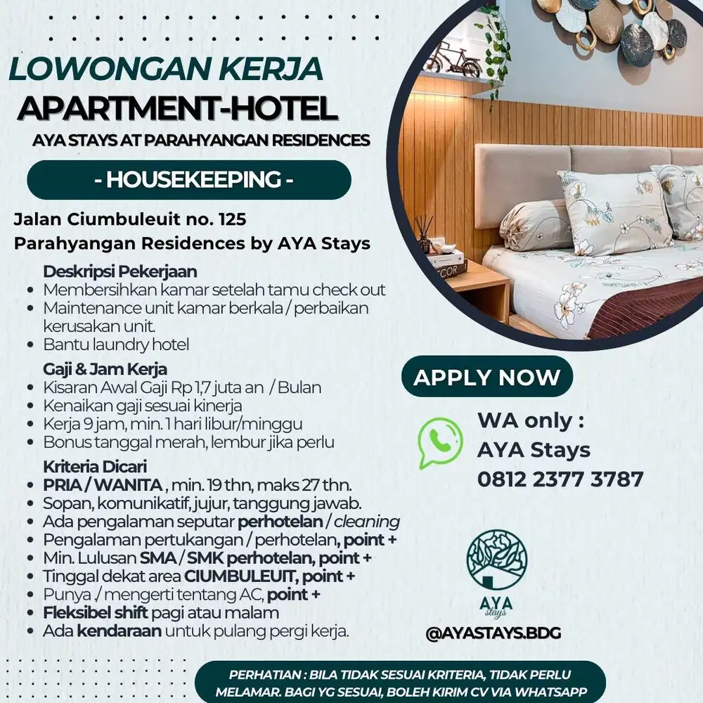 Lowongan Kerja Apartment-Hotel Parahyangan Residences Ciumbuleuit