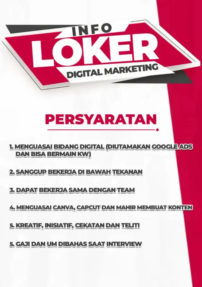 DICARI YG BERPENGALAMAN