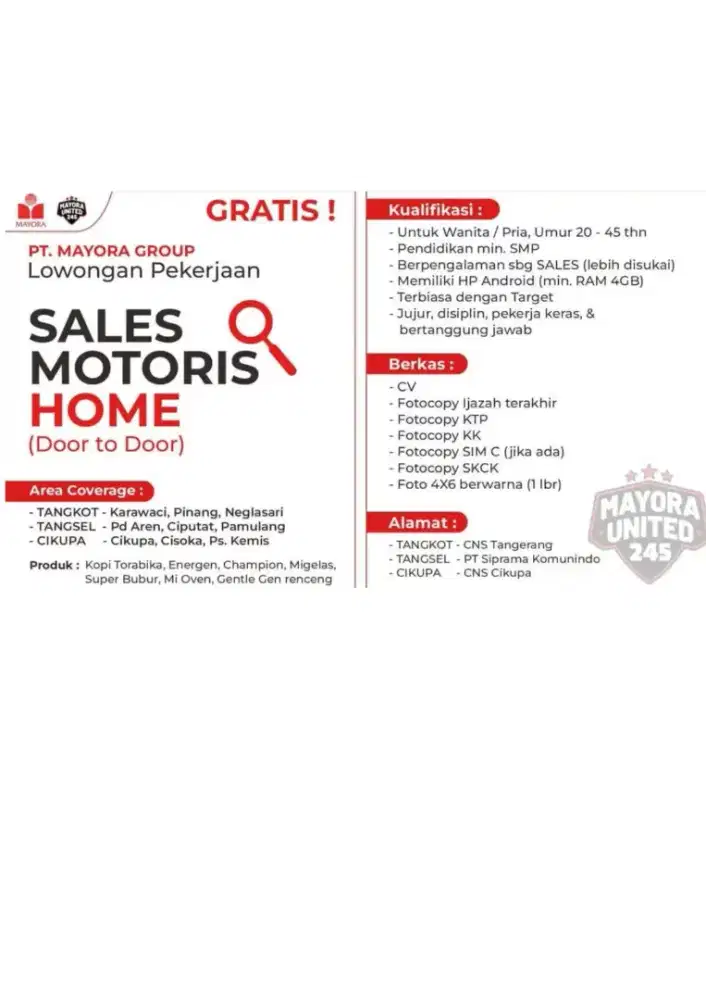 Sales mayora dor to dor