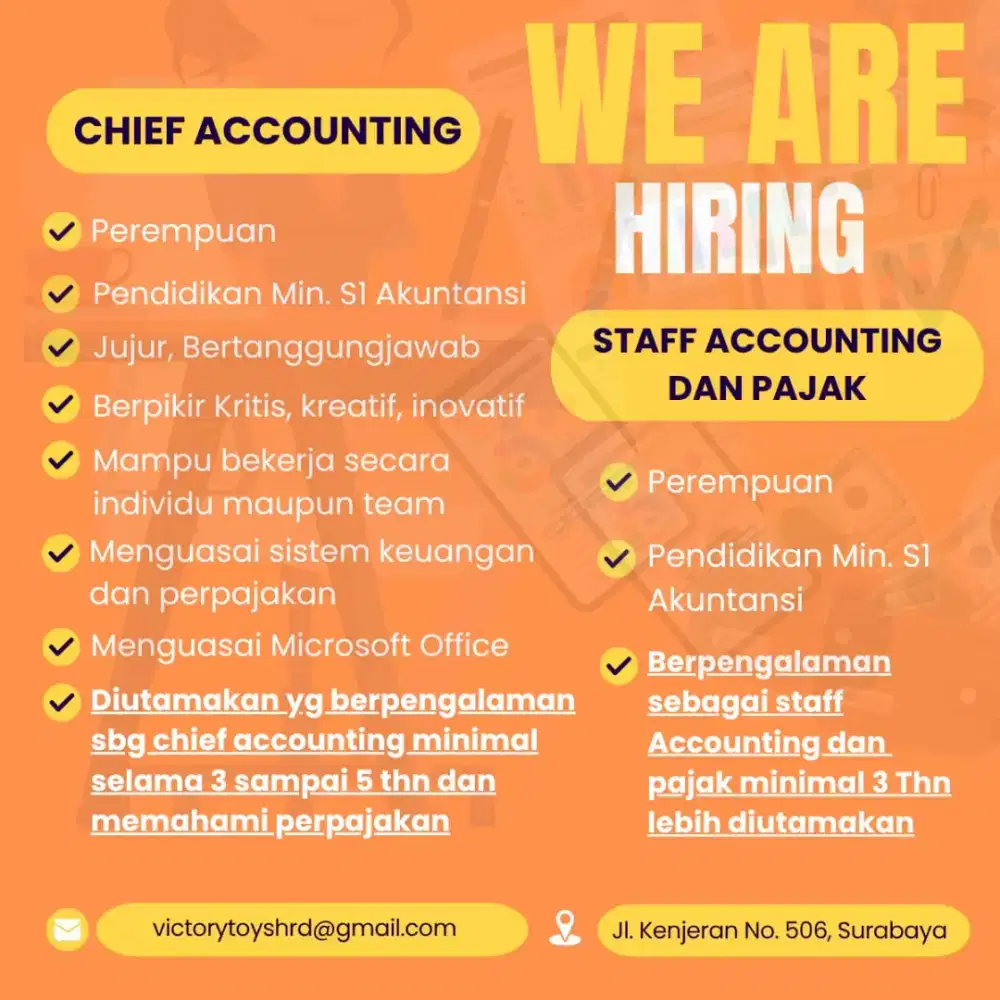URGENT Chief Accounting dan Staff Accounting