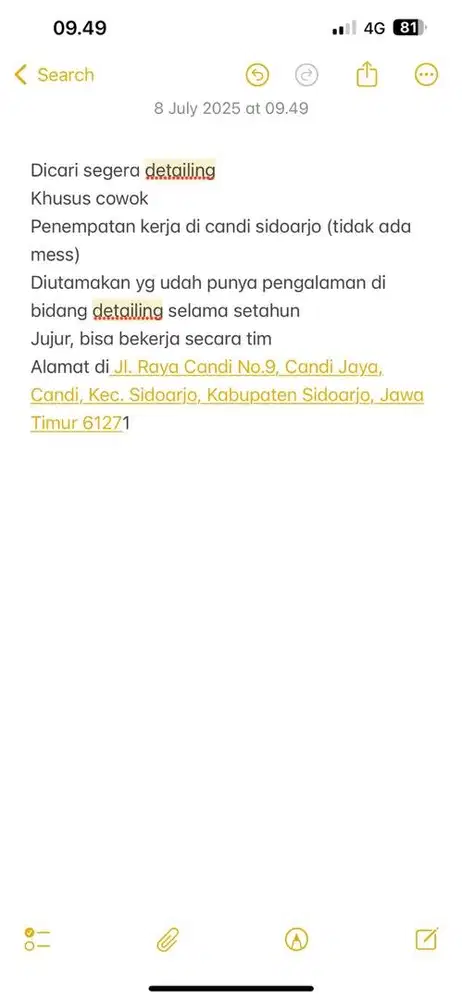 Dicari segera detailing