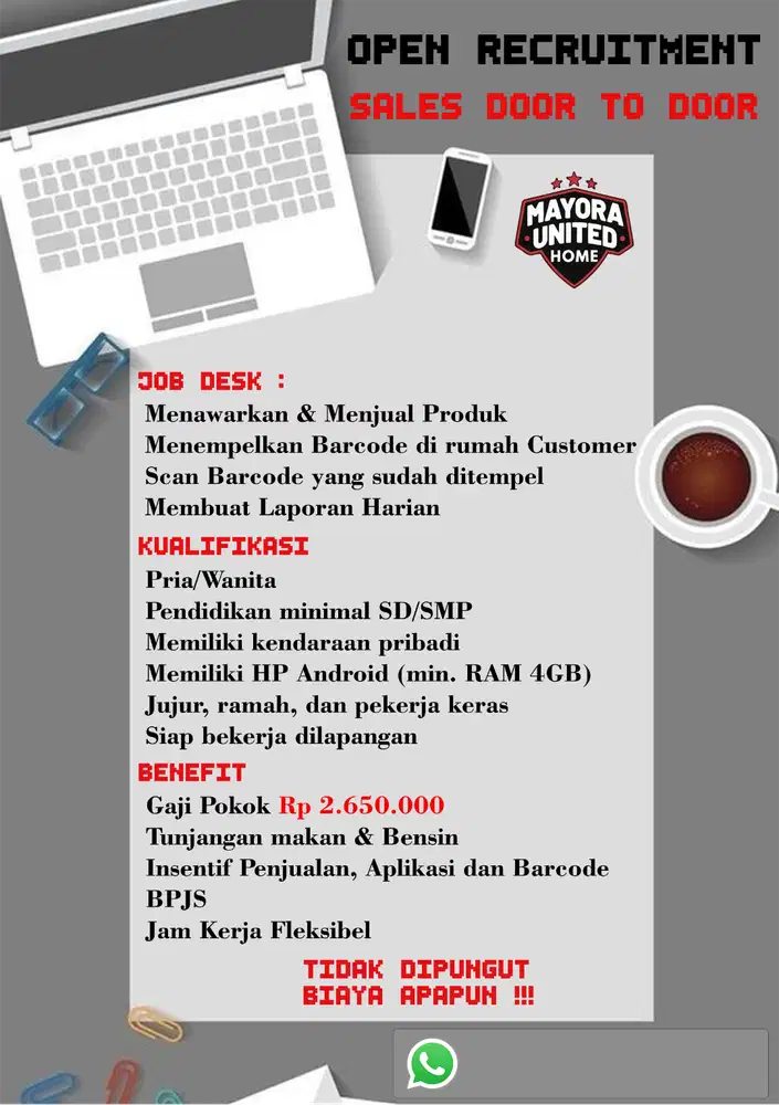 Lowongan Kerja Sales Lapangan - MAYORA United Home