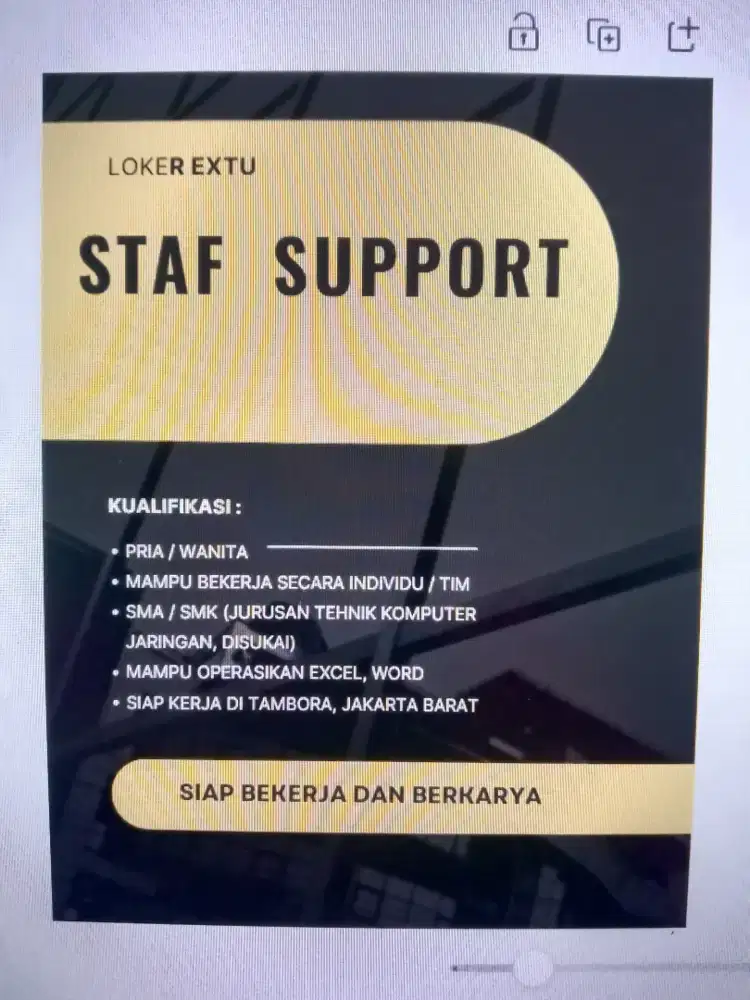 Lowongan Staf Support