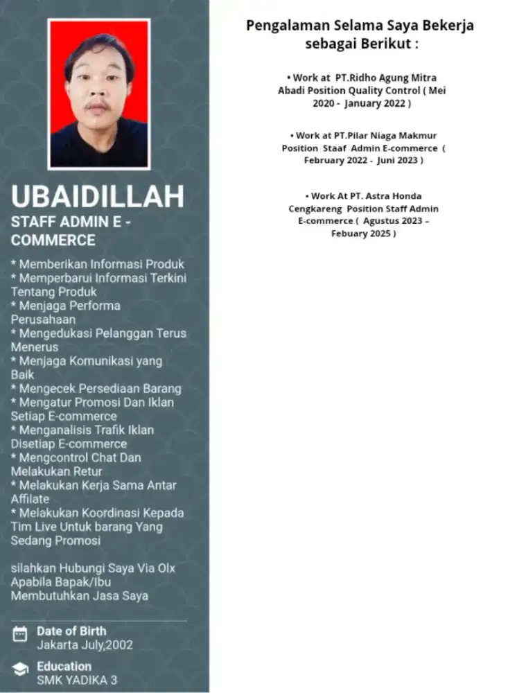 MENCARI PEKERJAAN SEBAGAI ADMIN ONLINE SHOP/ E-COMMERCE