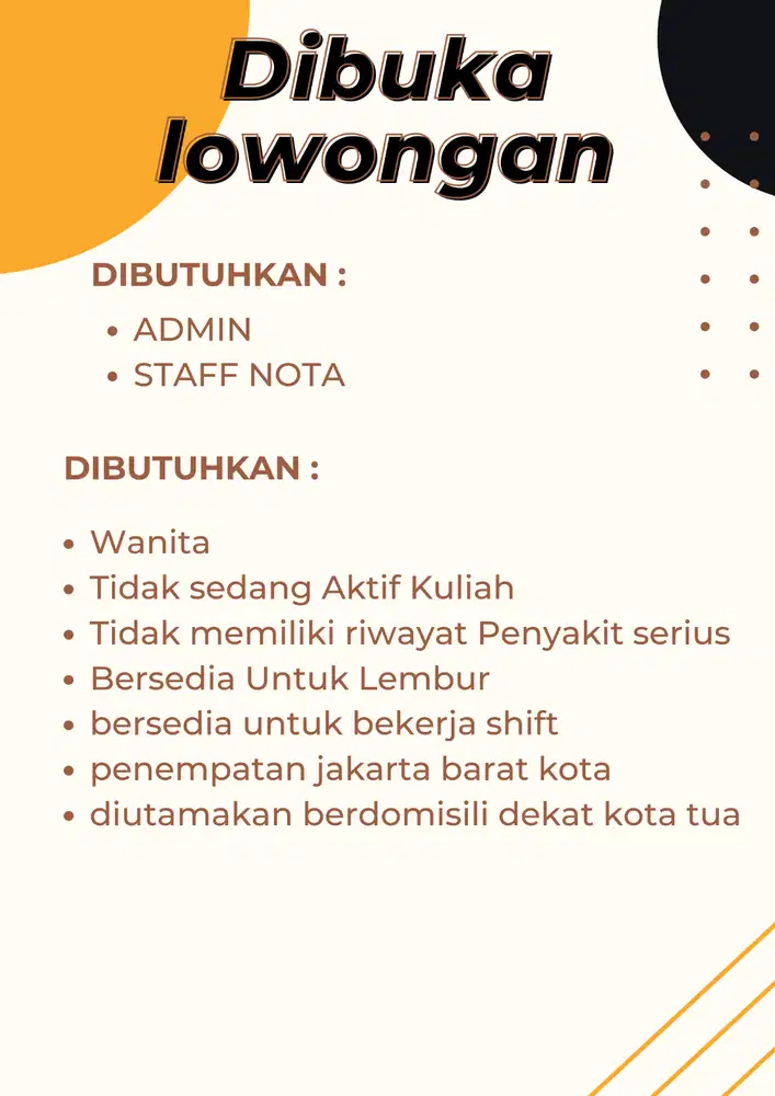 DIBUKA LOWONGAN UNTUK WANITA