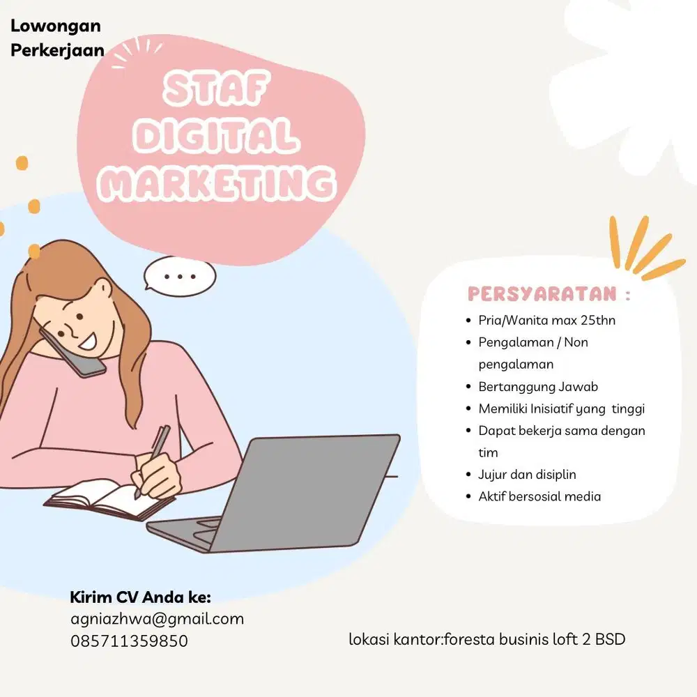 Loker dibagian staff digital marketing