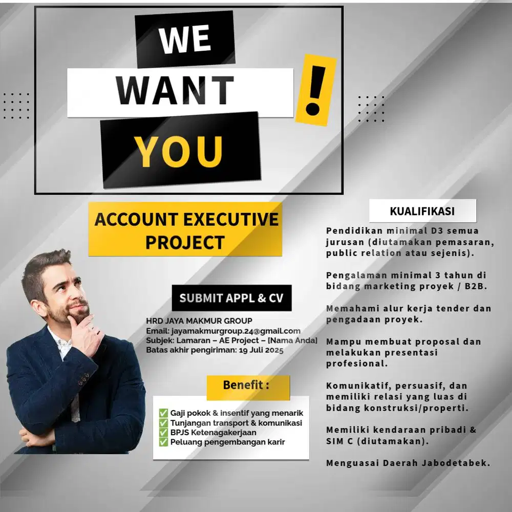 Dibutuhkan Segera Account Executive Project