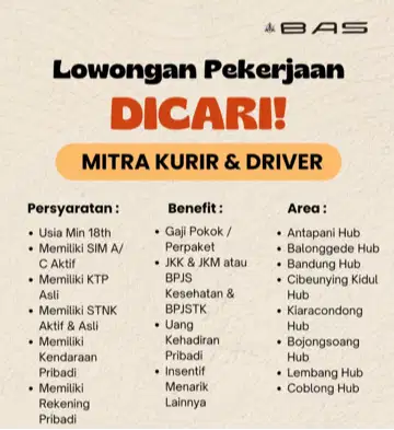 LOWONGAN KURIR RIDER DAN DRIVER EXPEDISI