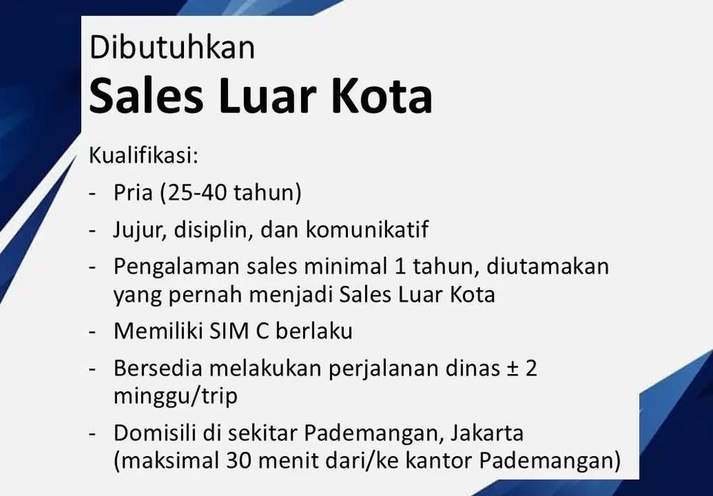 SALES LUAR KOTA
