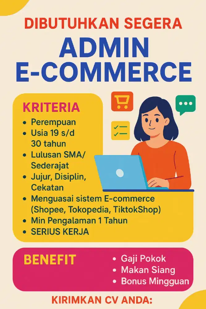 Lowongan kerja admin E commerce