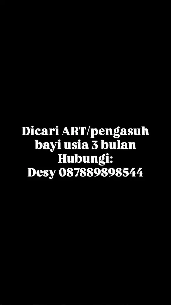 Dicari ART PP area Tangerang Kota