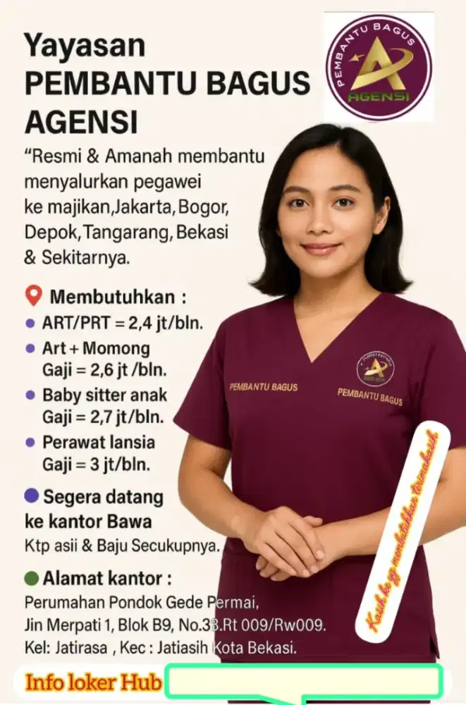Lowongan ART, Baby Sitter, Perawat Lansia