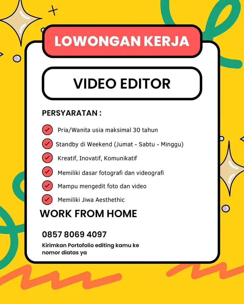 WFH VIDEO EDITOR REELS SINGKAT