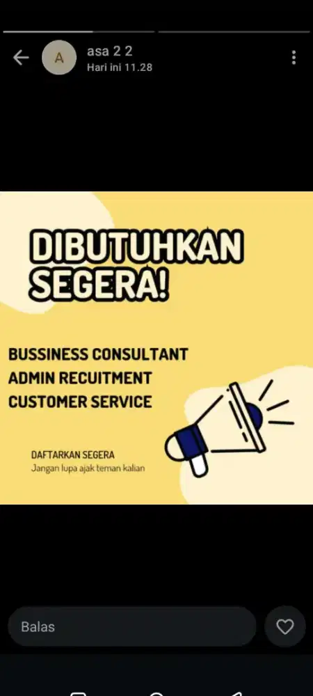 Dibutuhkan segera