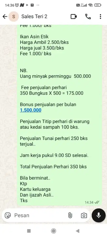 Di cari sales penjualan hasil laut