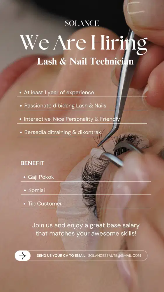 Lowongan Lash & Nail Technician Salon Premium Jakarta Selatan