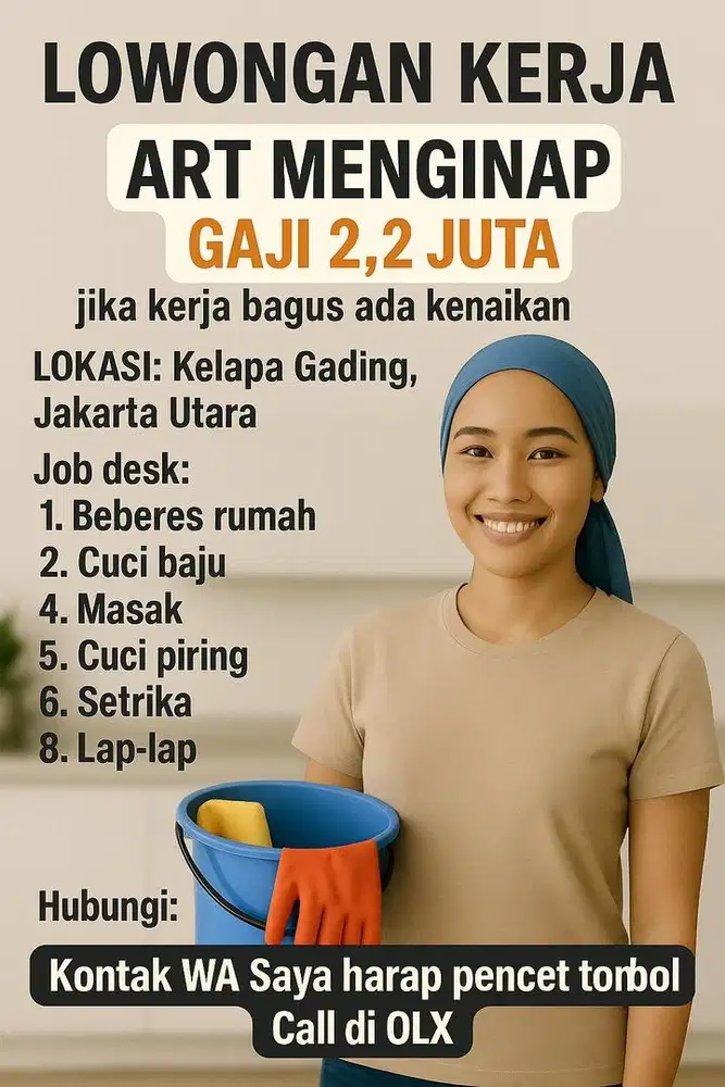 Lowongan ART PRT asisten rumah tangga pembantu