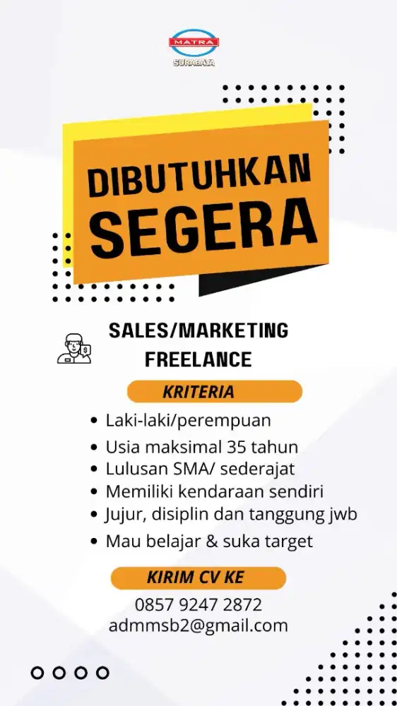 Lowongan sales/marketing freelance