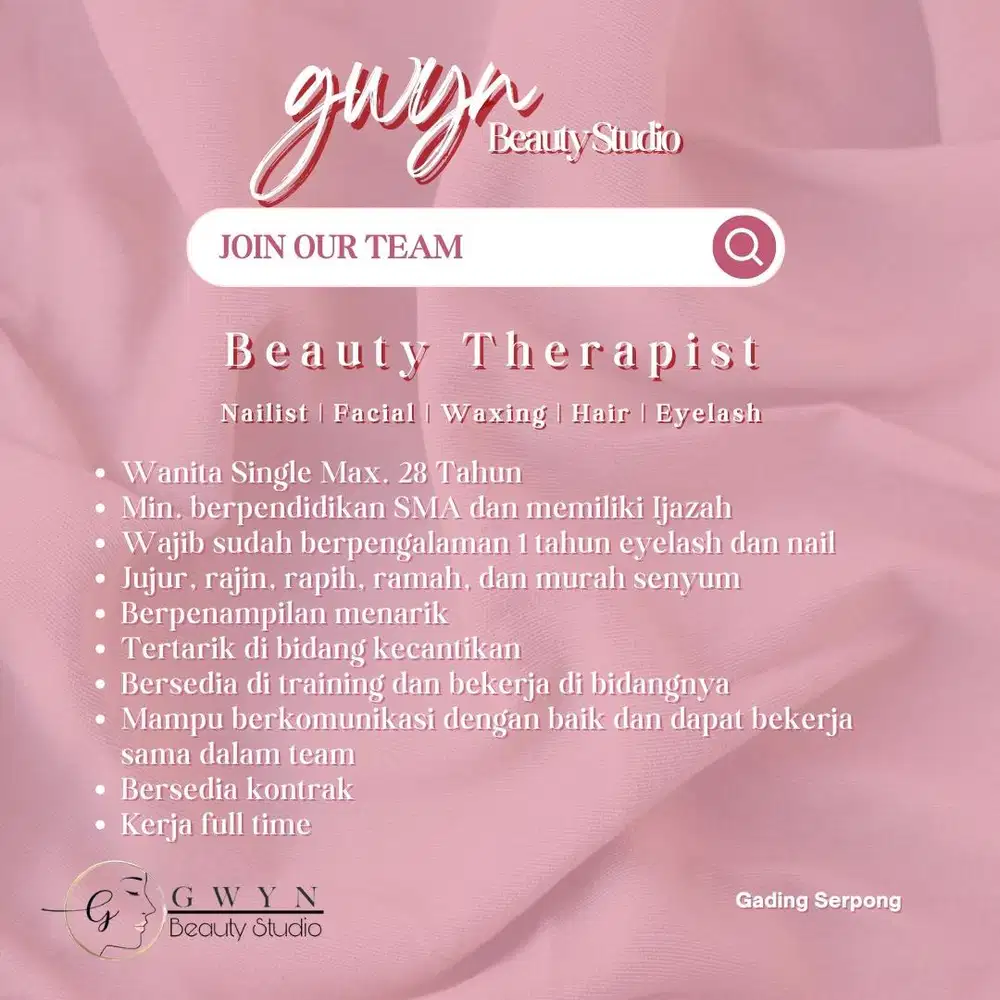 Lowongan Kerja Beauty Therapist Eyelash Nail art Gading Serpong