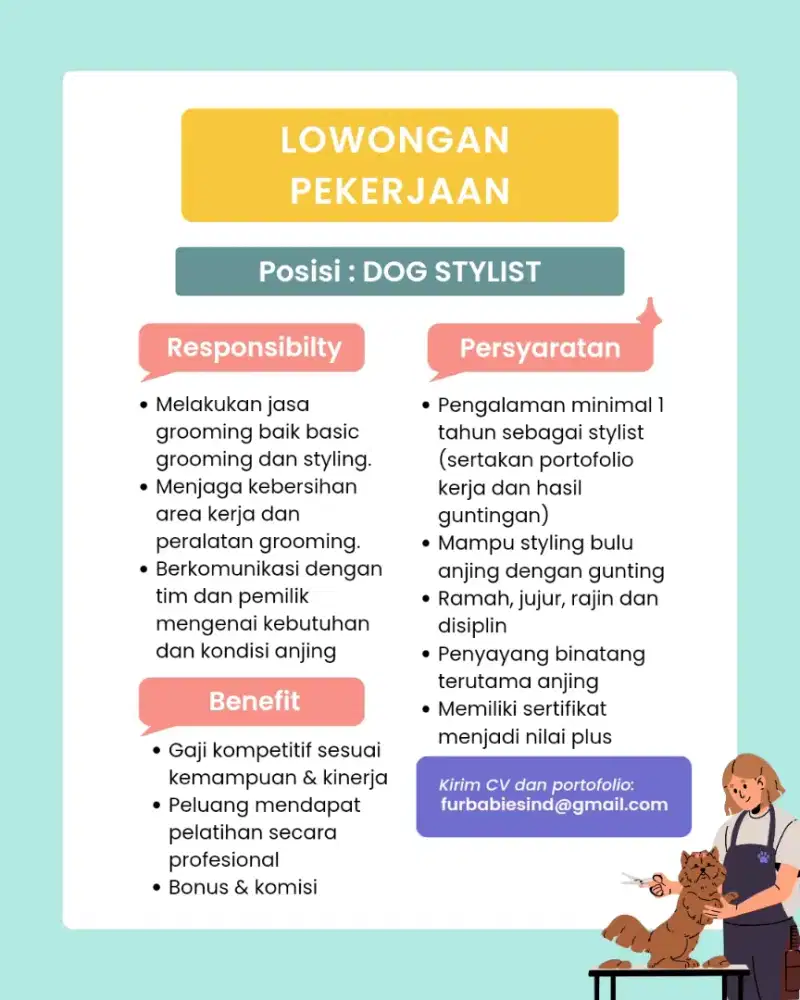 Dibutuhkan Dog Stylist gunting model