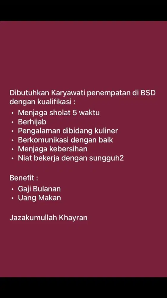 Karyawan atau Karyawati Outlet Dimsum