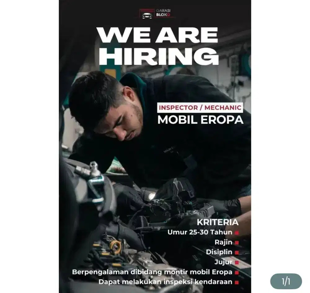 Dibutuhkan mekanik mobil Eropa