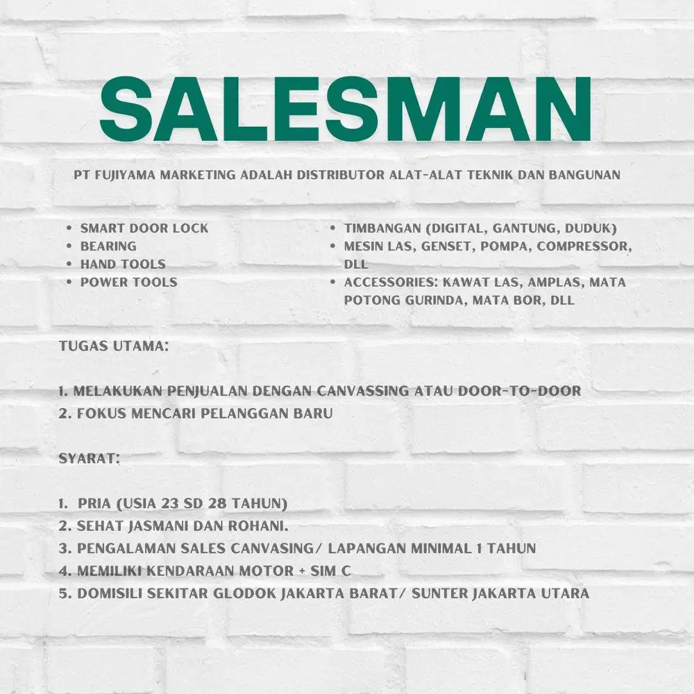 LOWONGAN SALESMAN