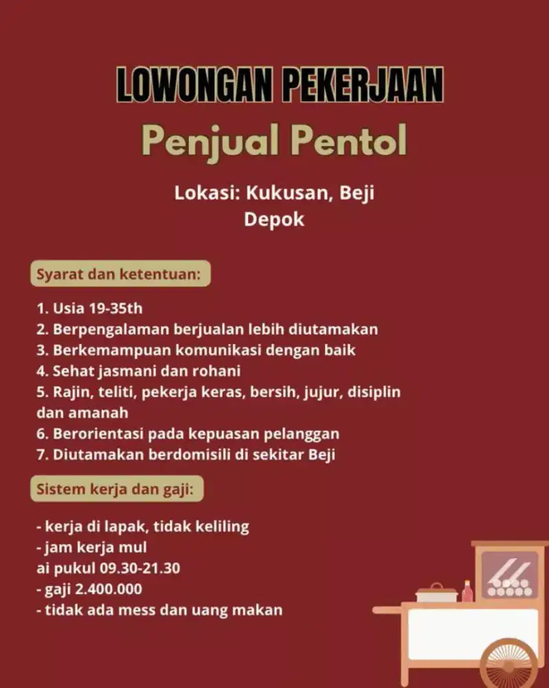 LOWONGAN PENJUAL PENTOL
