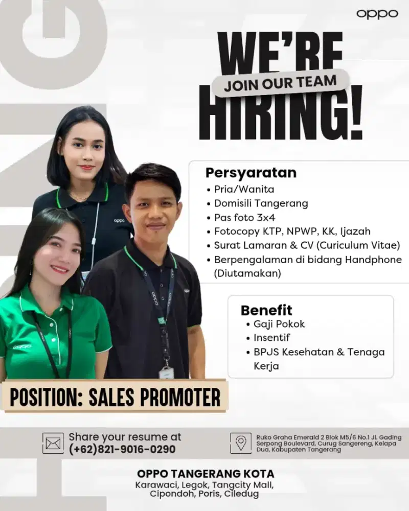 Dibutuhkan segera SPG / SPB