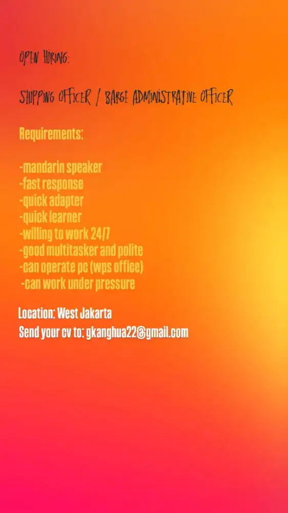 Shipping Officer / Barge Administrative Officer