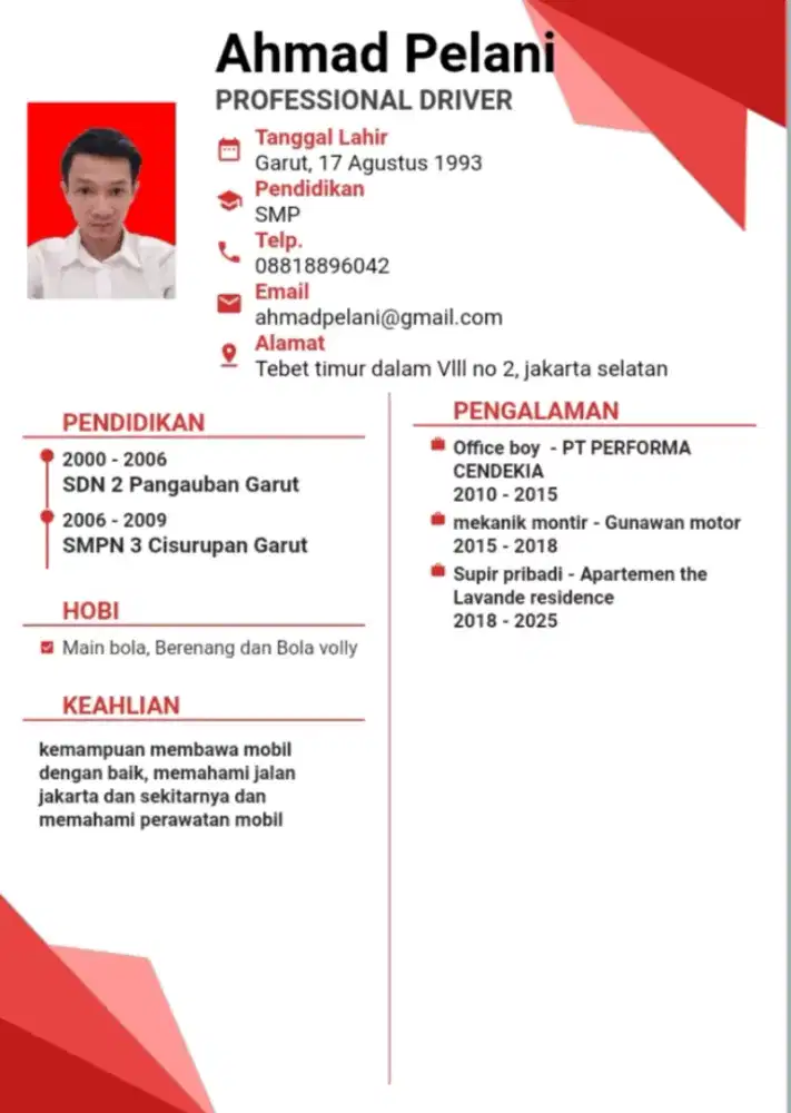 Mencari pekerjaan supir pribadi atau supir kantor