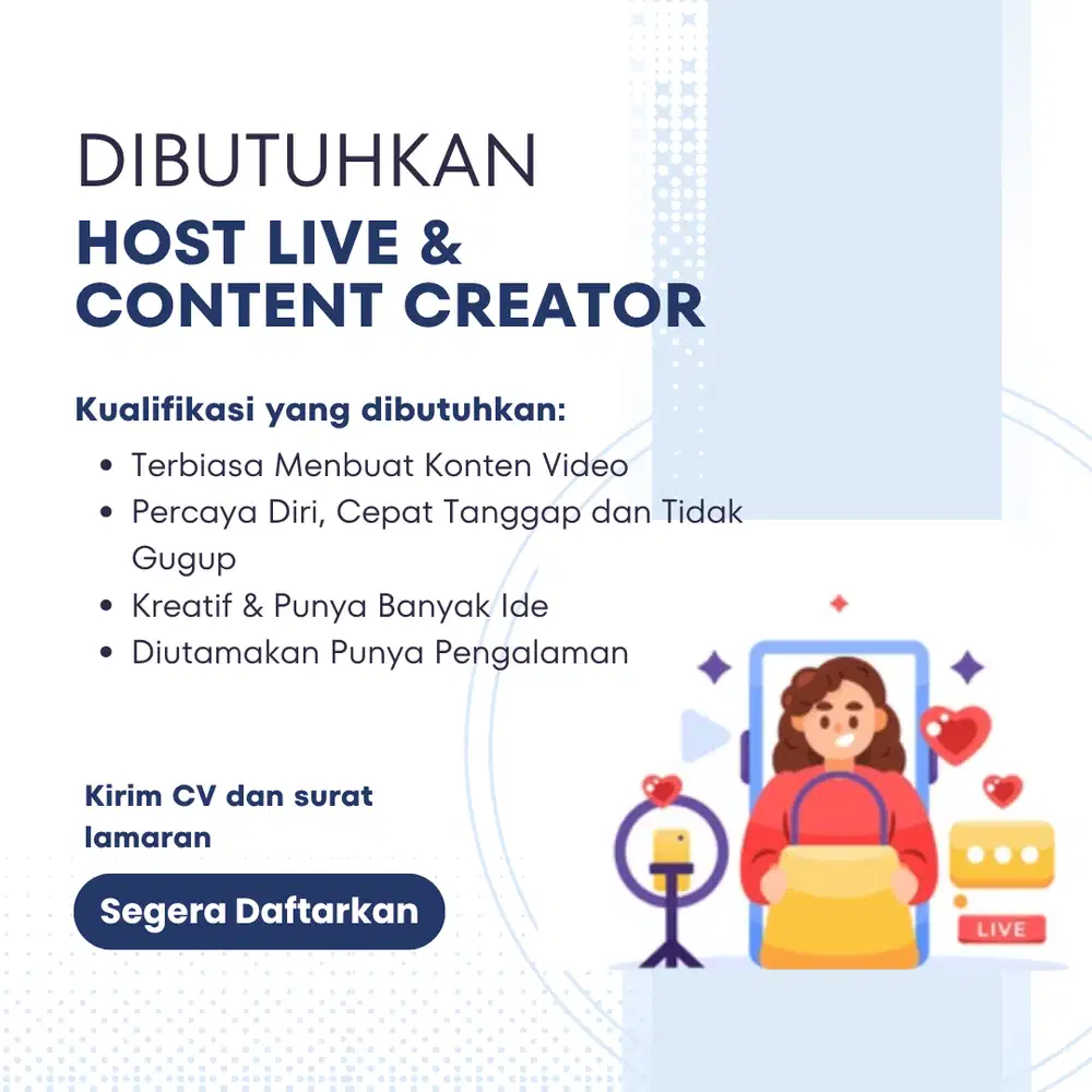 Dicari Host Live dan Konten Kreator Daerah PIK
