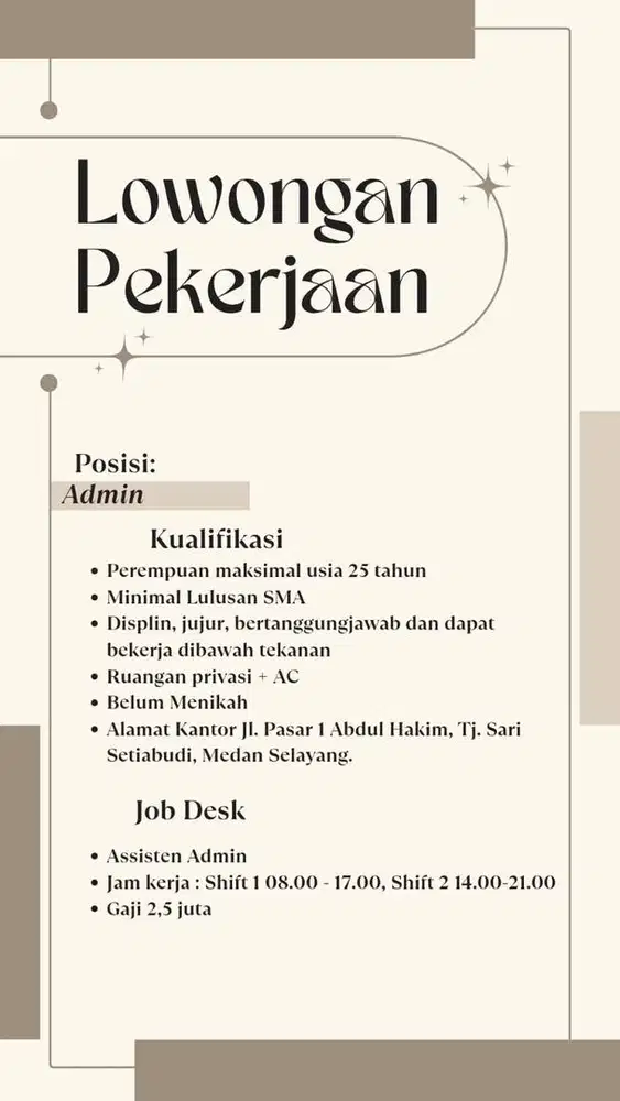 Lowongan admin homestay