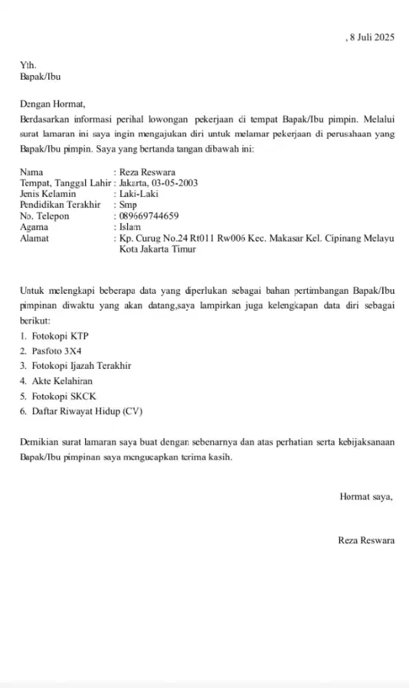 SAYA SEDANG MENCARI PEKERJAAN