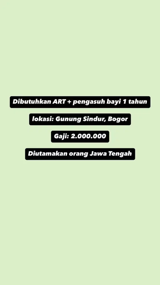 LOKER ART + momong bayi 1 tahun