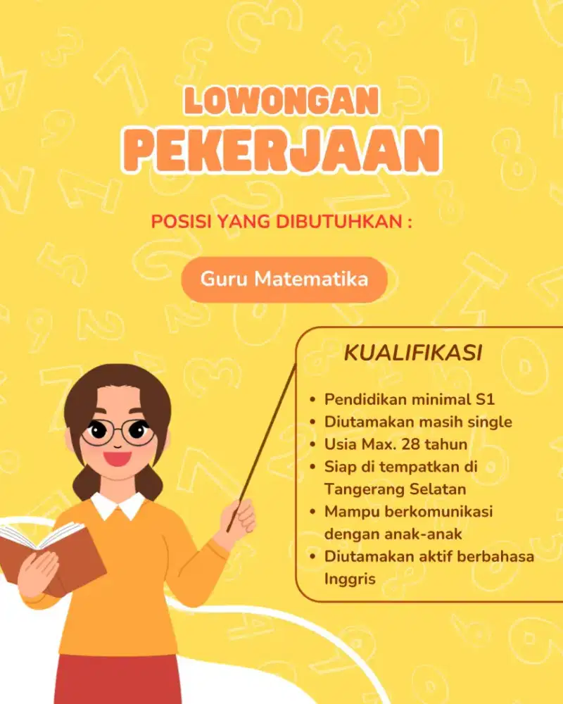 Dibutuhkan guru matematika & sempoa