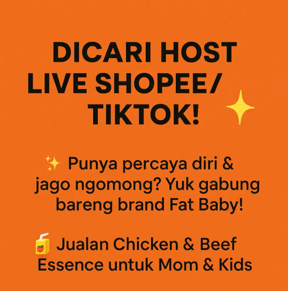 Dibutuhkan LIVE HOST PENGALAMAN!