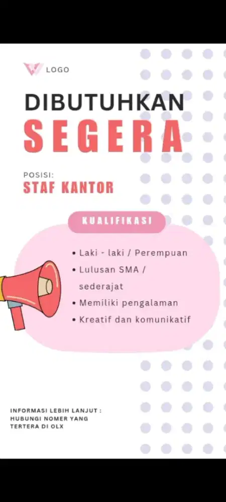 dibutuhkan segera Staff kantor