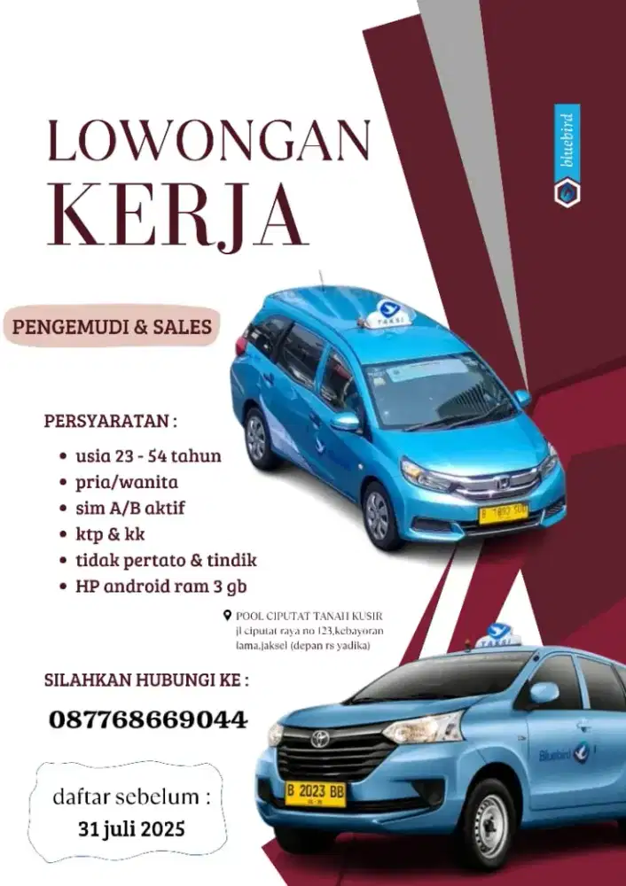DIBUTUHKAN SEGERA MIN 5 ORANG!!.