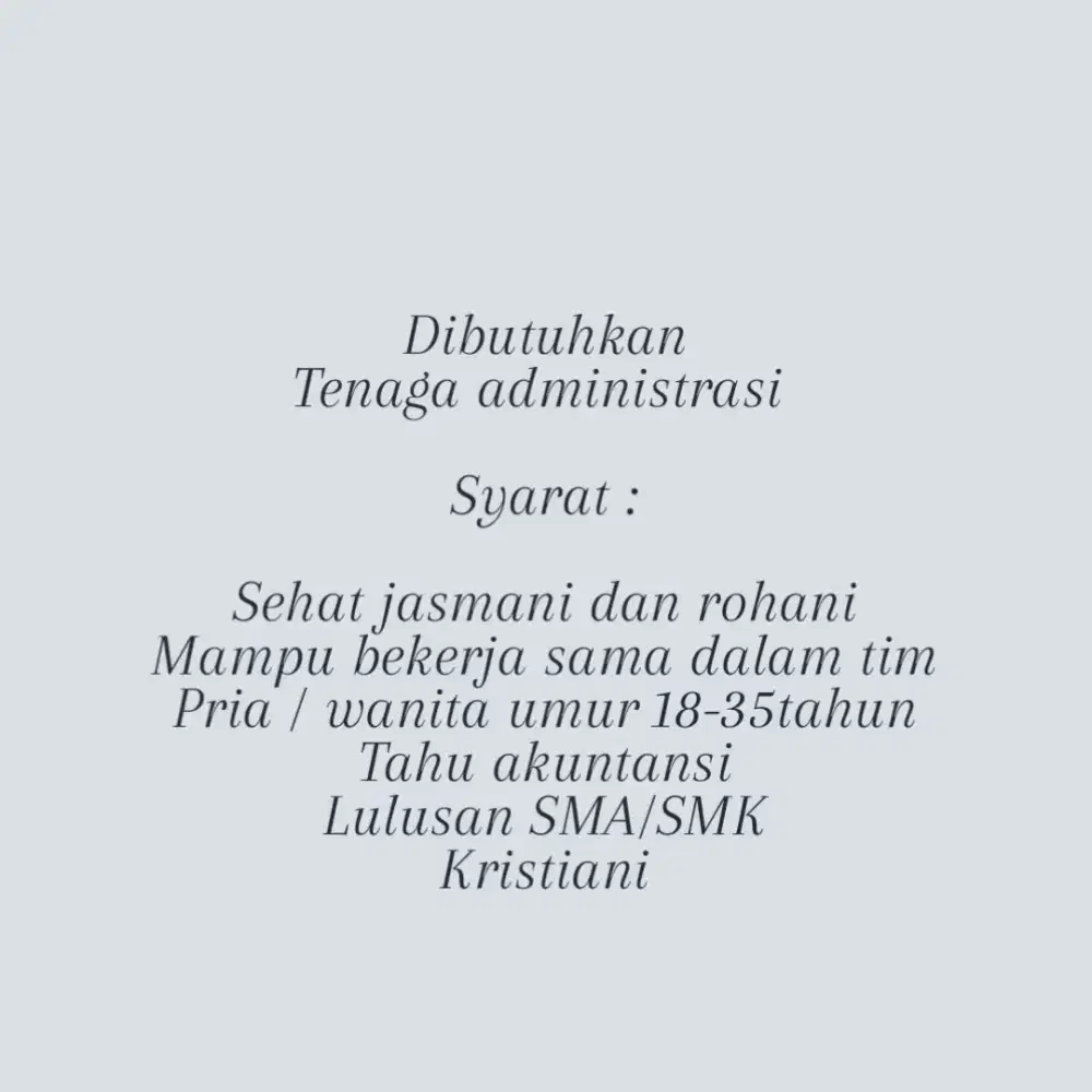 Lowongan kerja staff admin