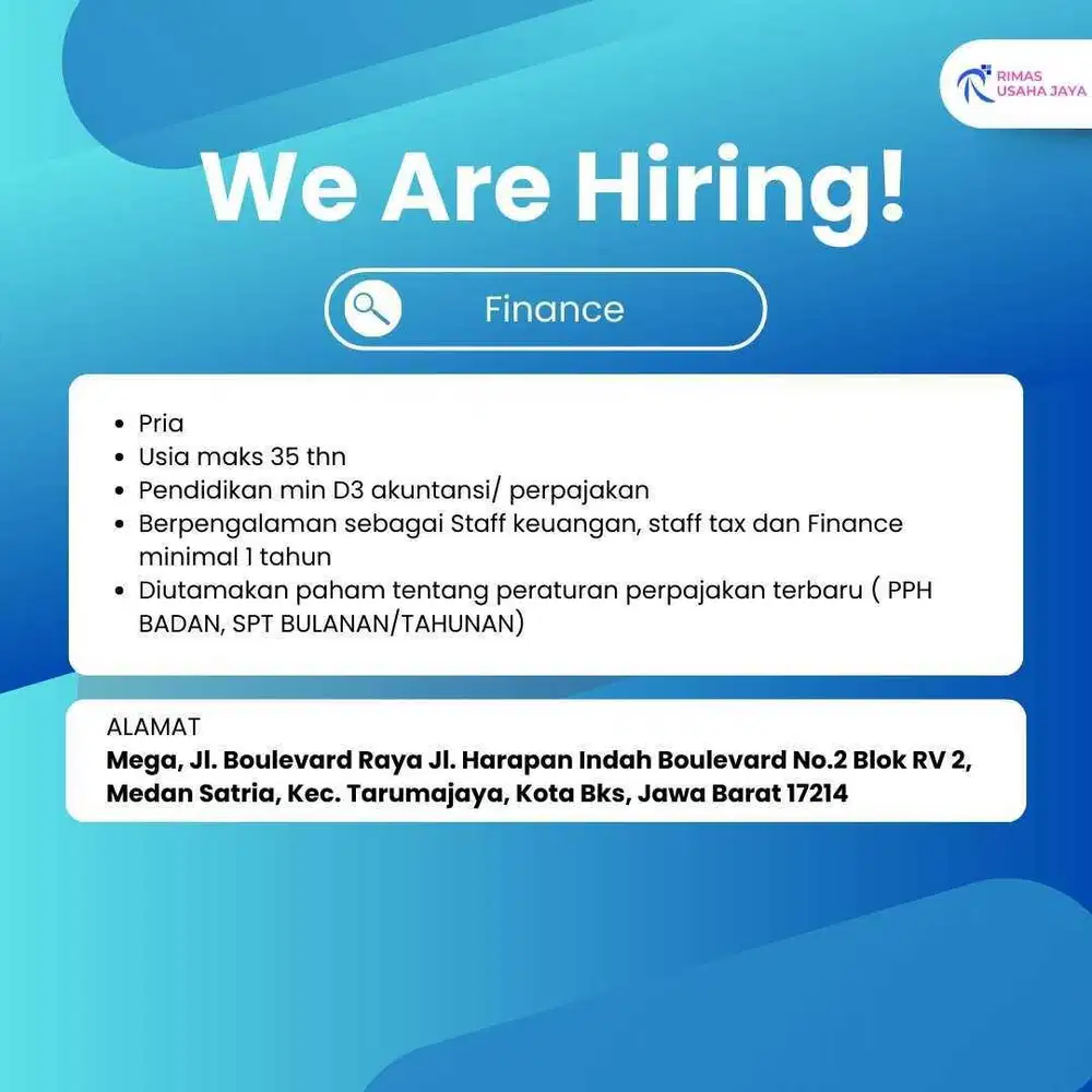 LOWONGAN PEKERJAAN FINANCE