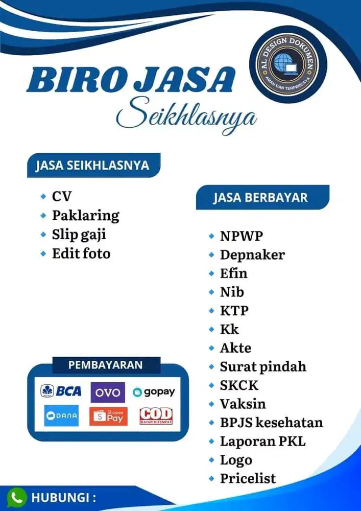 Biro Jasa apa saja, bisa chat untuk langsung menanyakan