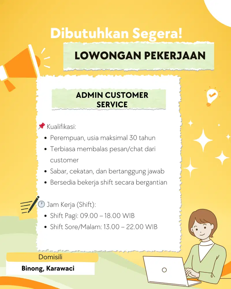 DIBUTUHKAN ADMIN CS