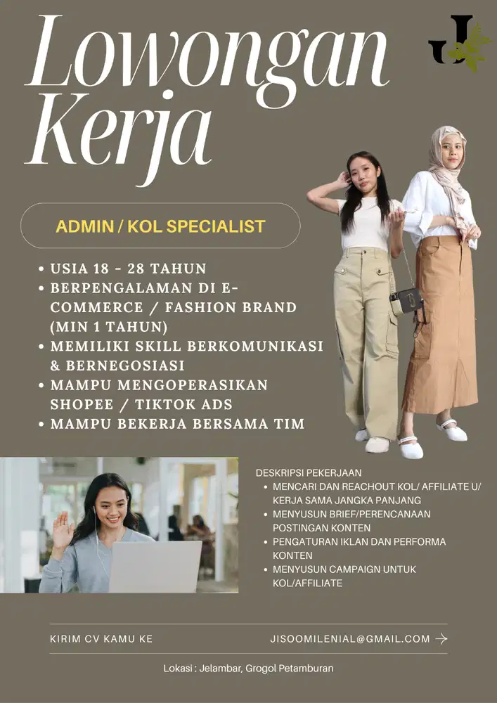 DICARI ADMIN / KOL SPECIALIST PRODUK FASHION WANITA