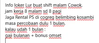 Lowongan Jaga Rental PS Shift Malam